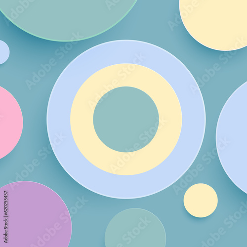 Circle background in pastel multicolored seamless spheres, gentle background,  illustration for fabric Wallpaper and wrapping paper design ,green,yellow,blue,pink,purple
