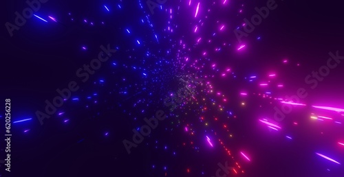 Futuristic abstract background motion glow neon in cyberspace 3d render