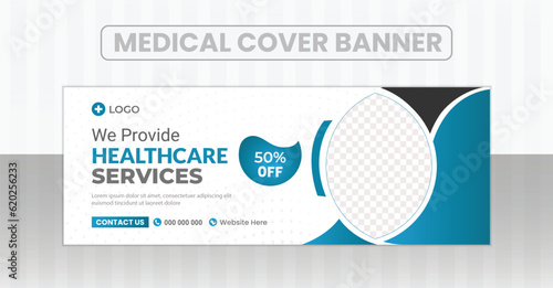 Medical and dental healthcare services banner and medicare facebook timeline cover design template