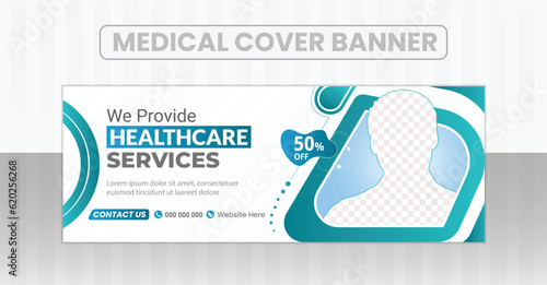 Medical and dental healthcare services banner and medicare facebook timeline cover design template