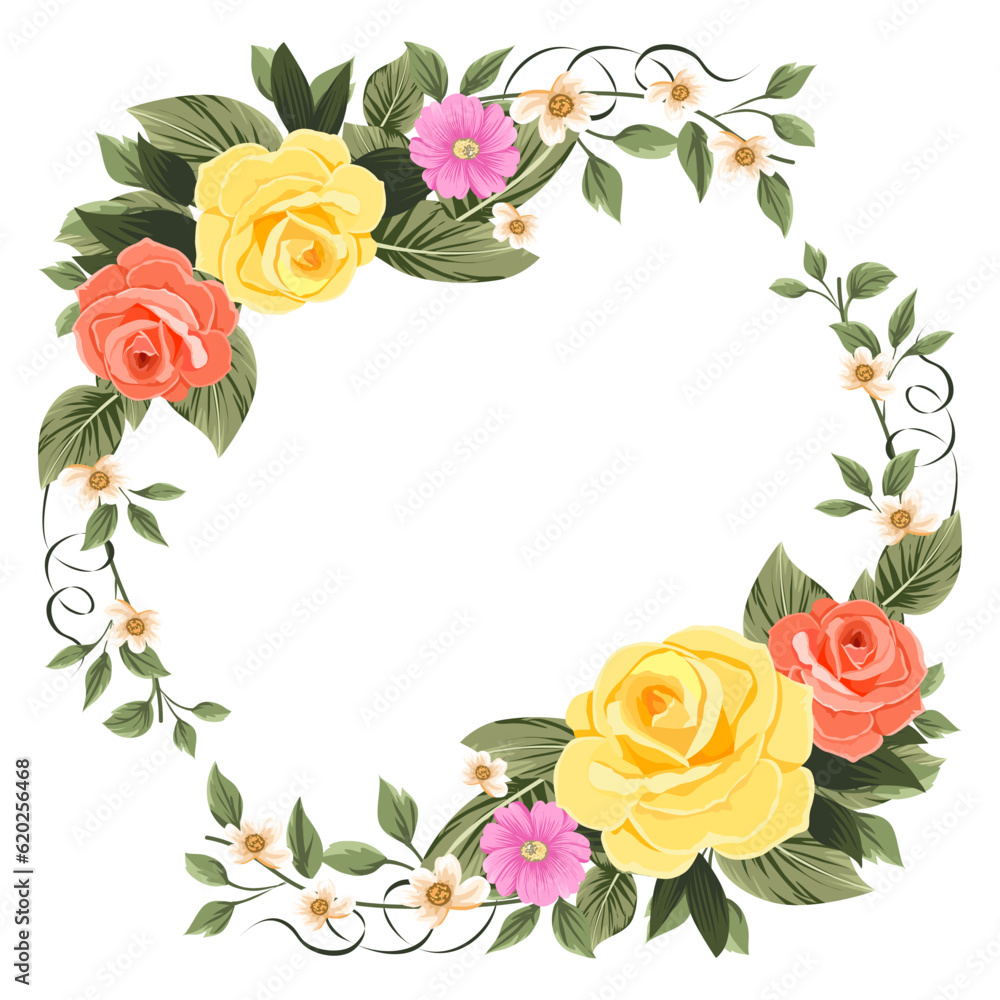 bouquet of roses , flower rose vector with circle for background, texture, wrapper pattern, frame or border , greeting card