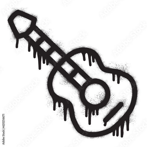 Guitar icon graffiti with black spray paint