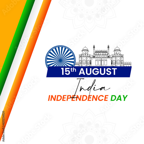 Indian Independence Day Vector Illustration Hand Drawn creative with Flag. Independence day India.