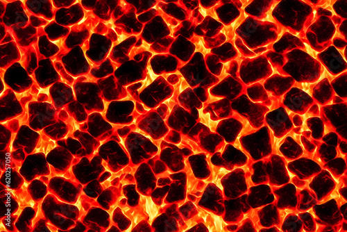 The pattern of smoldering coal in a burning furnace. Generative AI