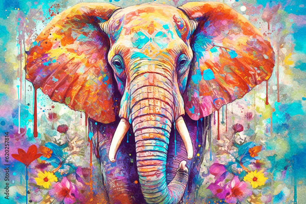 Obraz premium Elephant Painting on Abstract Background