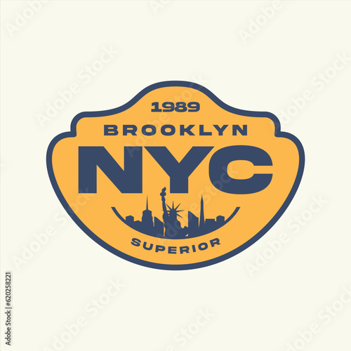 Vector brooklyn nyc typography with city silhouette