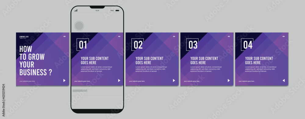 Set of Linkedin Carousel Post, editable social media Instagram carousel ...