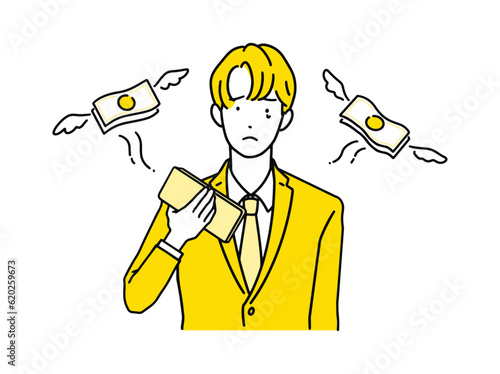 お金で悩んでいるビジネスマン