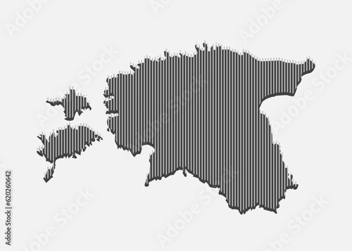 Abstract map Estonia, parallel white lines