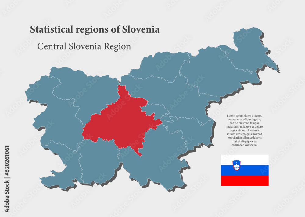 Vector map Slovenia and Central region