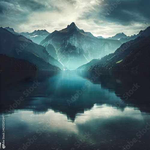 A serene lake stretches out before you Generative AI © Thiago