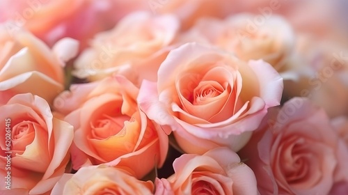 Rose in soft color and blur style, flower background (Ai generated)