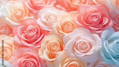 Rose in soft color and blur style  flower background  Ai generated 