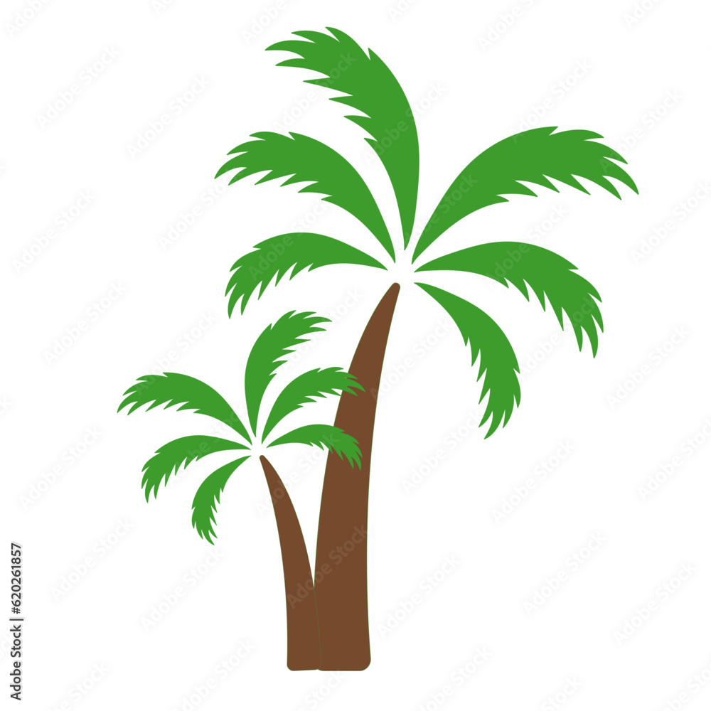 Palm trees in flat style. Tropical tree logo
