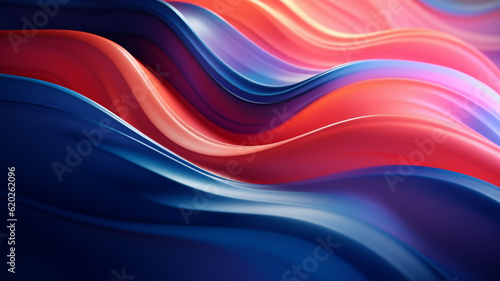 Abstract Motion: Smooth Gradient Background with Vibrant Red and Blue Liquid Waves. Generative AI