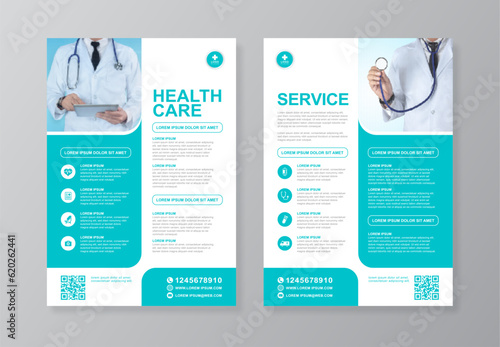 Corporate healthcare and medical cover and back page a4 flyer design template for print
