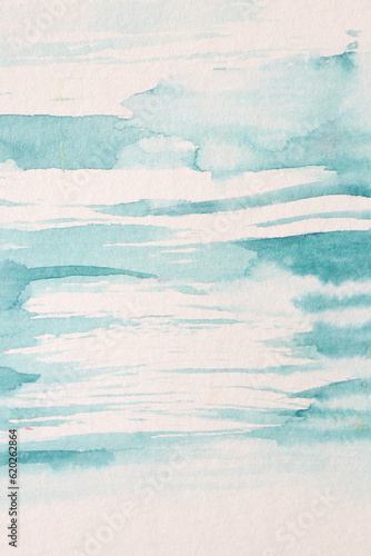 Blue Abstract sea Watercolor painting Background 