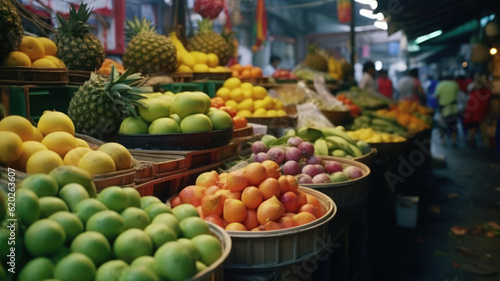 Asian Market Bounty  A vibrant showcase of colorful fruits and vegetables