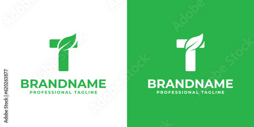 Letter T Leaf Logo, suitable for business related to leaf, nature, plant, ecology, or environment with T initial.