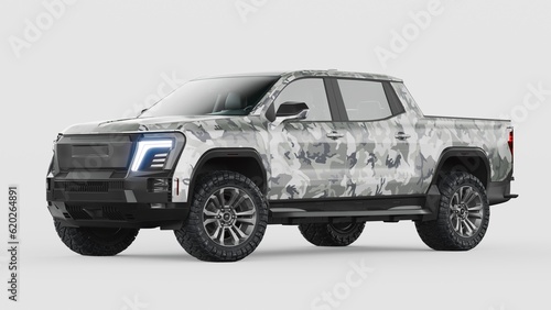 3D rendering of a brand-less generic pickup truck 