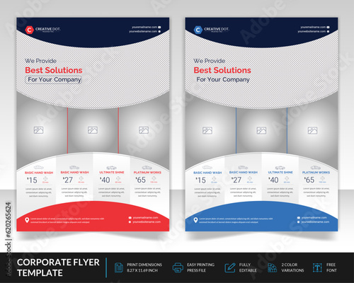 Car wash multi color flyer template design