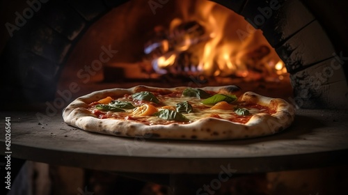 pizza in a oven