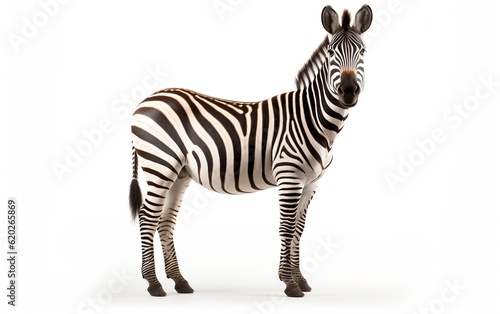 A zebra standing on top of a white floor. AI