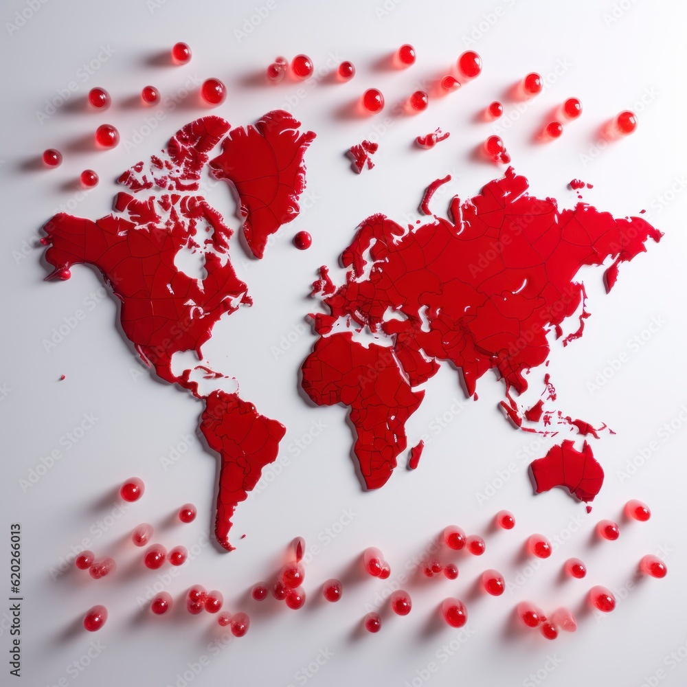 red drops on world map red drops on world map