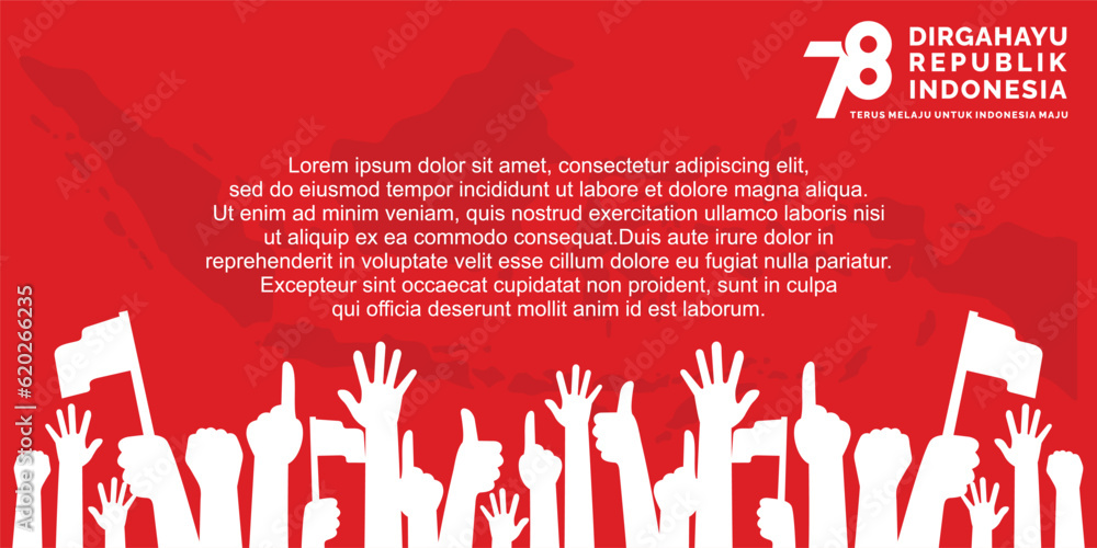 Fototapeta premium 17 August. Indonesia Happy Independence Day banner, greeting card, background vector. Dirgahayu Republik Indonesia