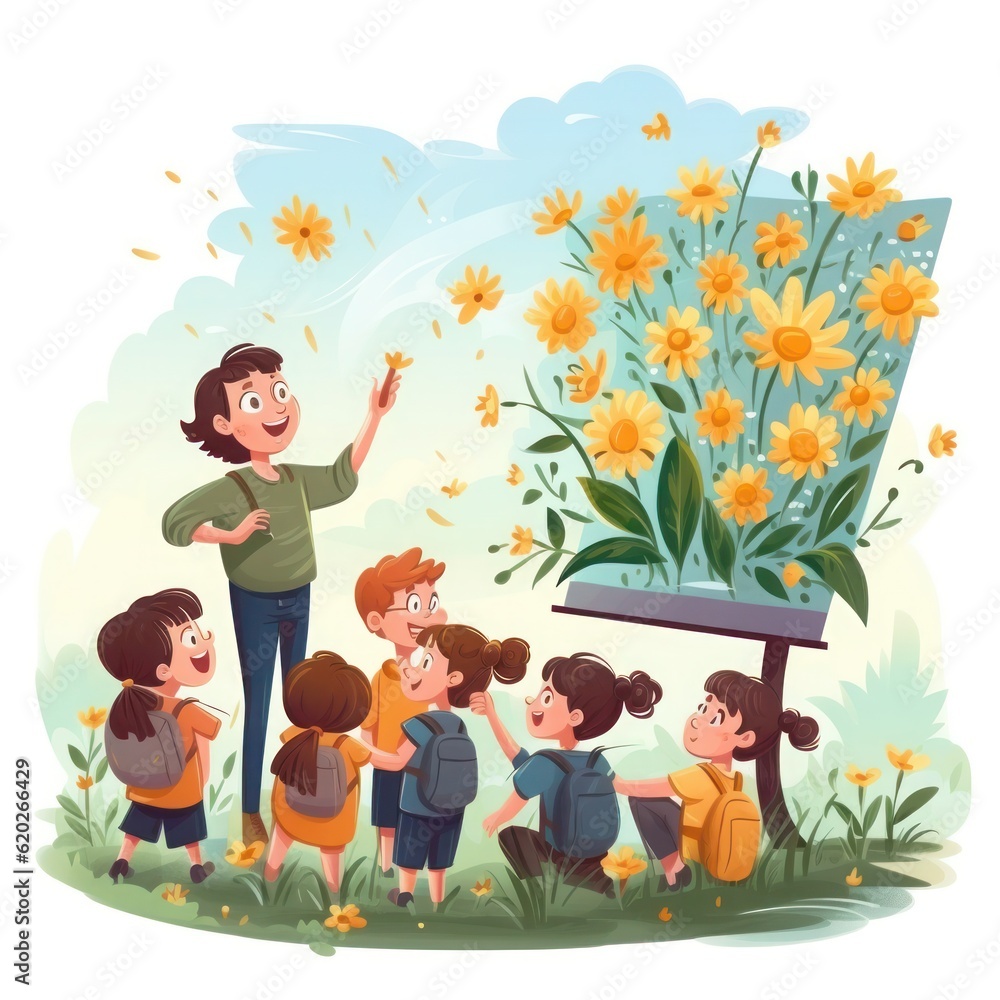 lessons outside. The teacher communicates the subject matter to the students. lessons outside. The teacher communicates the subject matter to the students.