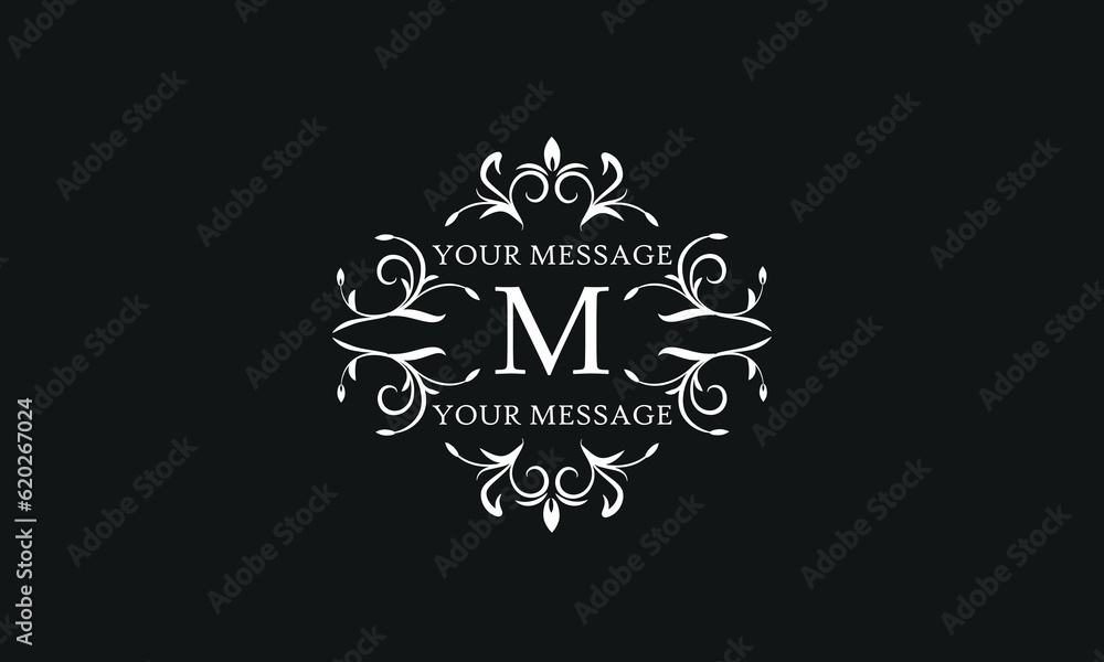 Luxury vector logo sign with letter M. Elegant ornament, monogram with place for text. Luxury vector logo sign with letter M. Elegant ornament, monogram with place for text.