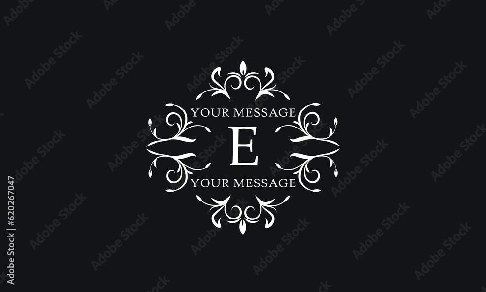 Luxury vector logo sign with letter E. Elegant ornament, monogram with place for text.
