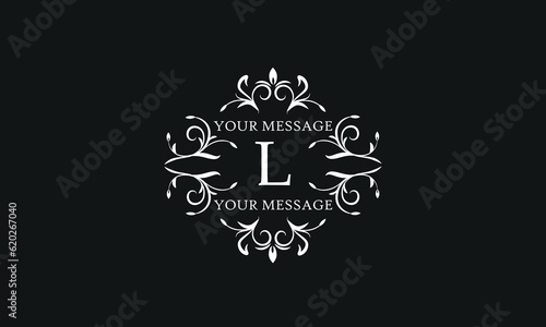 Luxury vector logo sign with letter L. Elegant ornament, monogram with place for text.