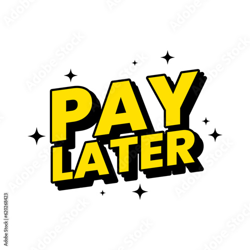 Pay later money finance text icon label design vector