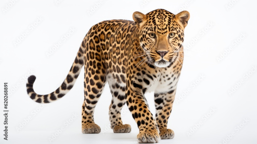 Obraz premium Amur leopard on white background. Ai generated