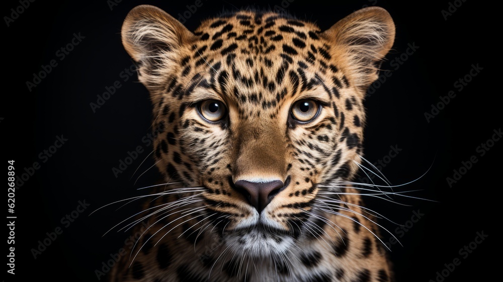 Portrait of an Amur leopard close up. Rare animal. Save Amur leopard. Ai generated