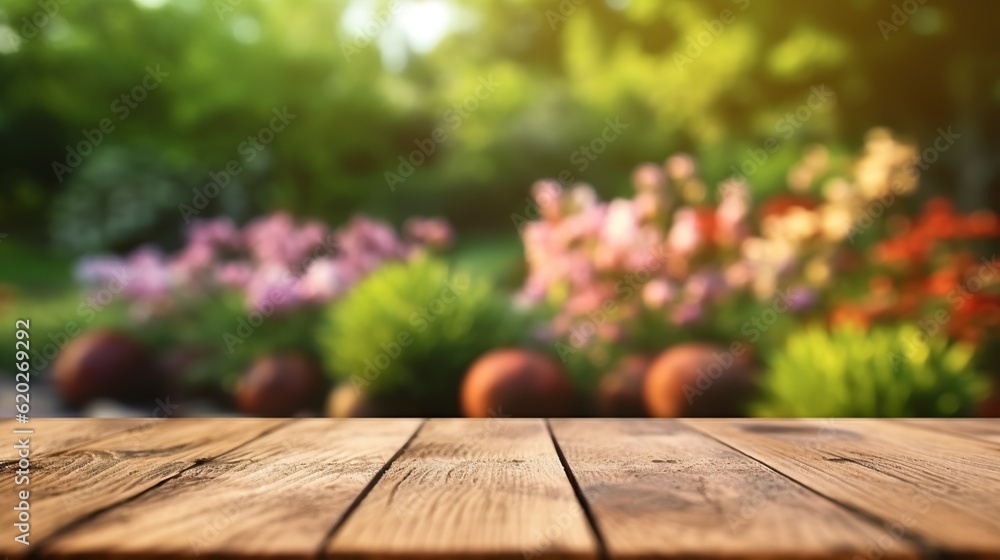 illustration, wooden plank in the foreground in focus and the background blurred, ai generative illustration, wooden plank in the foreground in focus and the background blurred, ai generative