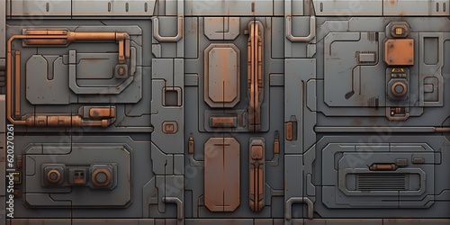 AI Generated. AI Generative. Sci fi future technology space galaxy ship decoration door panel hud. Graphic Art