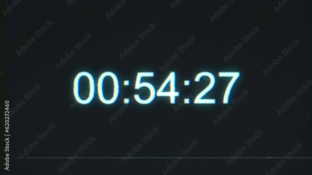 VHS effect with timecode. Numbers on a black background in real-time mode. Black background with digital noise. Real-time countdown timecode glitch, one minute at 30 frames per second. VHS effect with timecode. Numbers on a black background in real-time mode. Black background with digital noise. Real-time countdown timecode glitch, one minute at 30 frames per second.