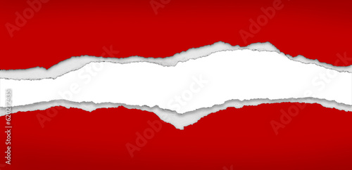 Wallpaper Mural Hole ripped in red paper on white background Torontodigital.ca