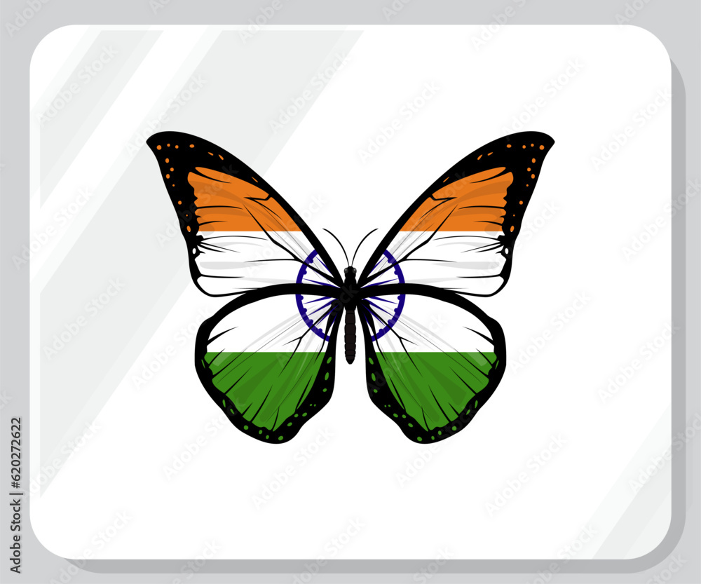 Obraz premium India Butterfly Flag Pride Icon 