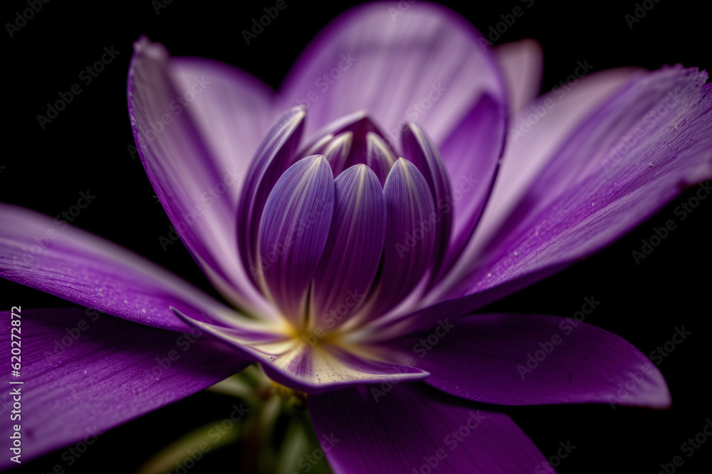 A Close Up Of A Purple Flower On A Black Background