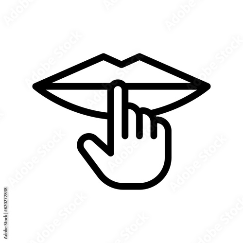 keep quiet line icon illustration vector graphic. Simple element illustration vector graphic, suitable for app, websites, and presentations isolated on white background