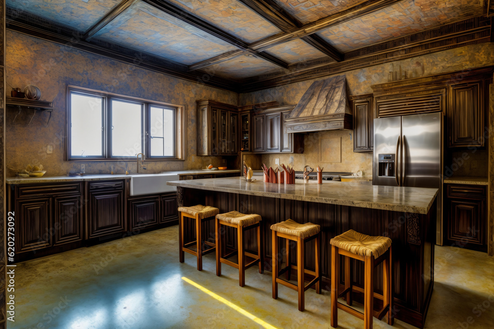 A Kitchen With A Lot Of Counter Space And Stools A Kitchen With A Lot Of Counter Space And Stools