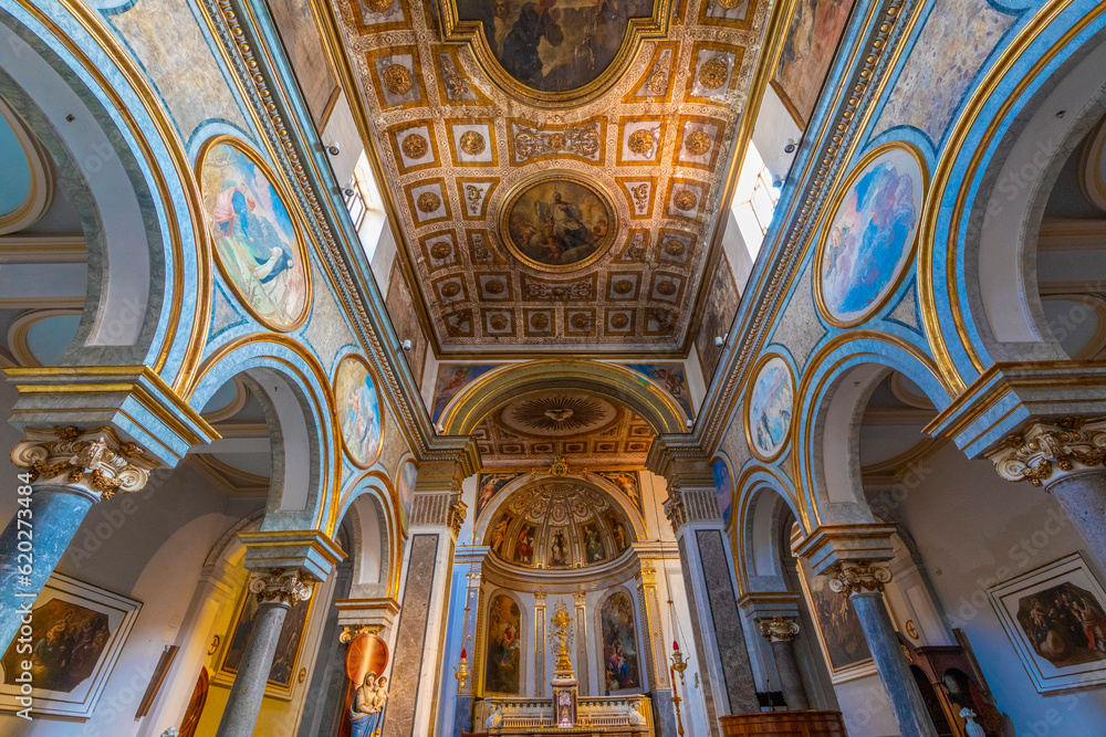 The Interior and Altar of the Basilica di Sant'Antonino, Piazza Sant'Antonino, Sorrento, Campania The Interior and Altar of the Basilica di Sant'Antonino, Piazza Sant'Antonino, Sorrento, Campania