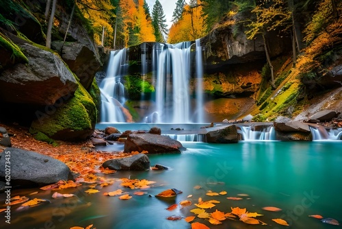 waterfall in autumn