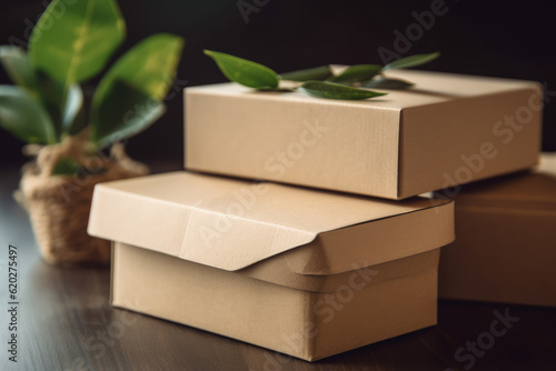 Eco-friendly packaging made of recycled cardboard  AI Generated