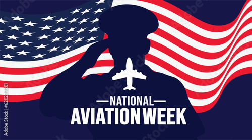 August is National Aviation Week background template. Holiday concept. background, banner, placard, card, and poster design template with text inscription and standard color. vector illustration.