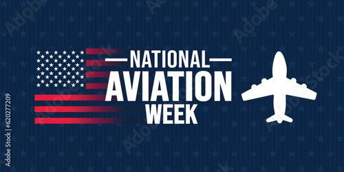 August is National Aviation Week background template. Holiday concept. background, banner, placard, card, and poster design template with text inscription and standard color. vector illustration.