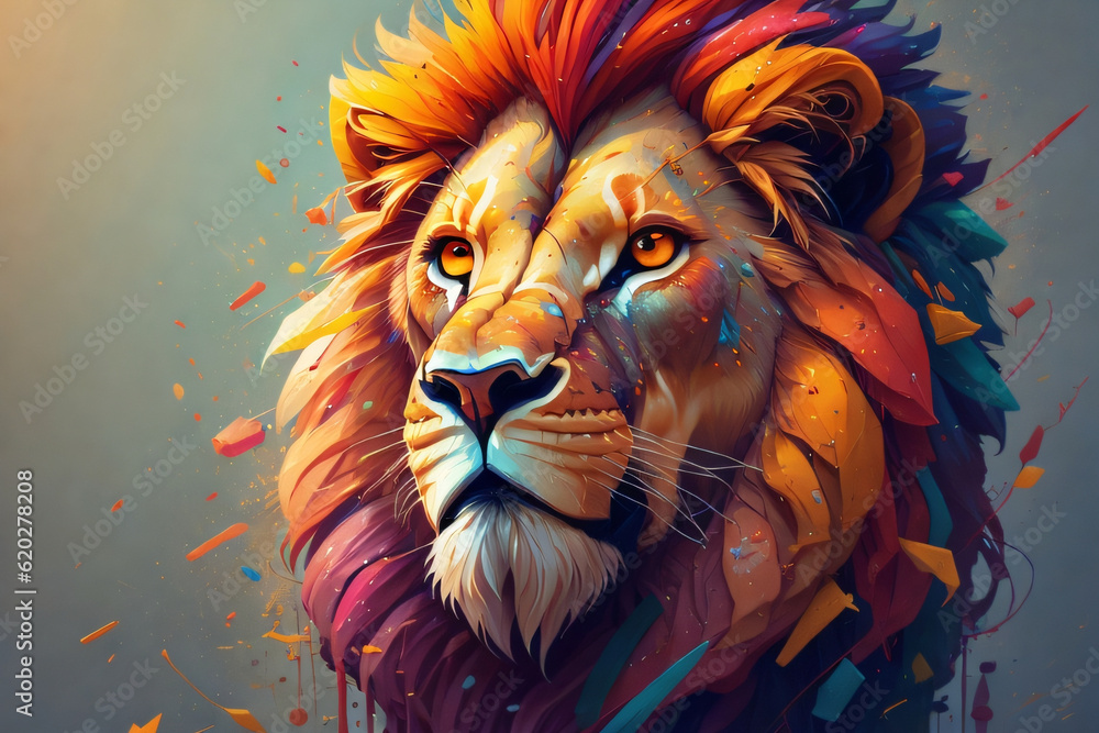 Abstract lion digital artwork